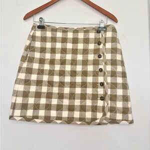 MADEWELL QUILTED GINGHAM BUTTON FRONT SKIRT SZ 4